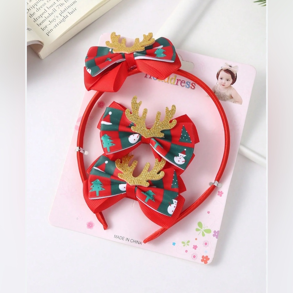 NEW Sparkly Sequin Hair Bow Headband Kid & Toddlers Hair Accessory Christmas